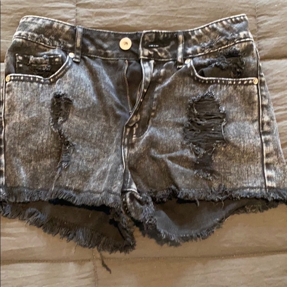 Black Denim High Waist Shorts
